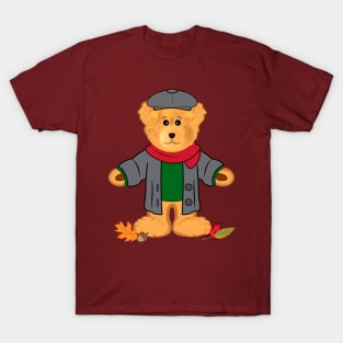 Fall Teddy Bear in the Leaves T-Shirt